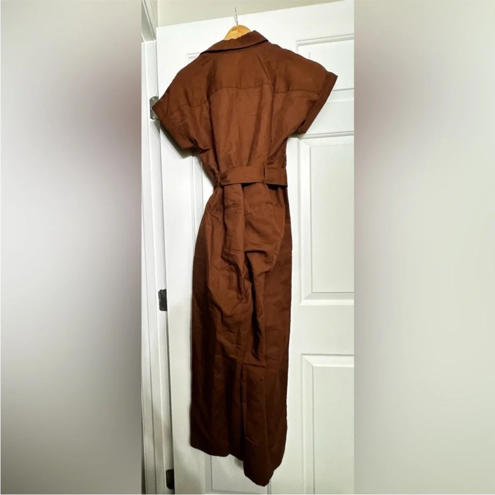 NWT! Banana Republic Warm Brown Linen-Blend Jumpsuit - Large Petite Only